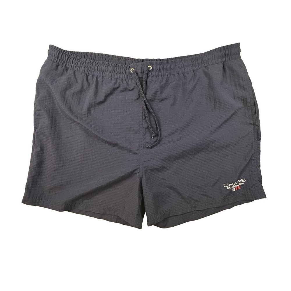 VTG Chaps Ralph Lauren Men's XL/2XL Navy Swim Trunks Mesh Lined Drawstring 90's